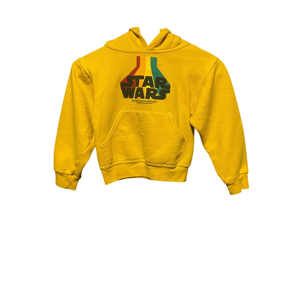Kids Star Wars‎ 2T Yellow Pullover Hoodie Rainbow Logo May the Force Be With You